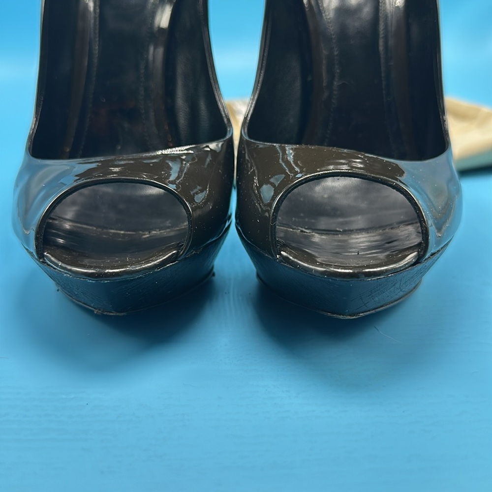 Burberry Prorsum grey cross ruched platform peep toe - Picture 7 of 7